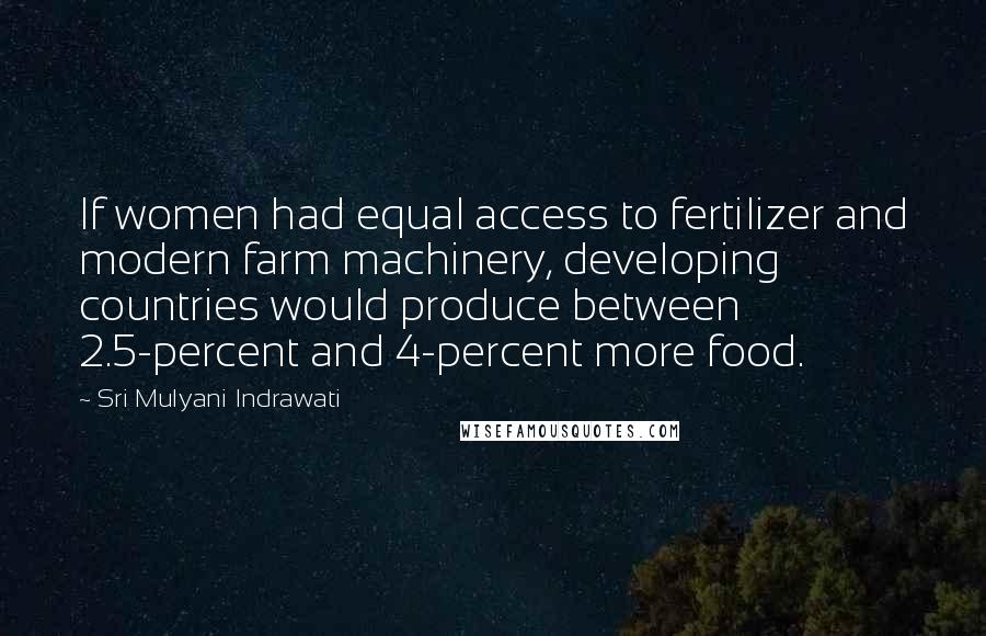 Sri Mulyani Indrawati Quotes: If women had equal access to fertilizer and modern farm machinery, developing countries would produce between 2.5-percent and 4-percent more food.