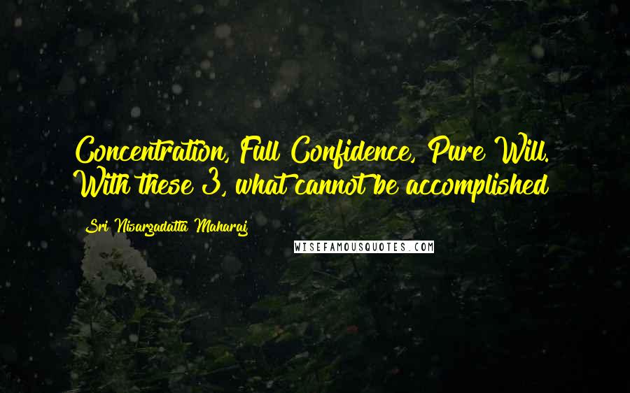 Sri Nisargadatta Maharaj Quotes: Concentration, Full Confidence, Pure Will. With these 3, what cannot be accomplished?