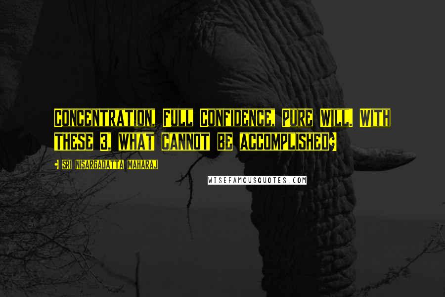 Sri Nisargadatta Maharaj Quotes: Concentration, Full Confidence, Pure Will. With these 3, what cannot be accomplished?