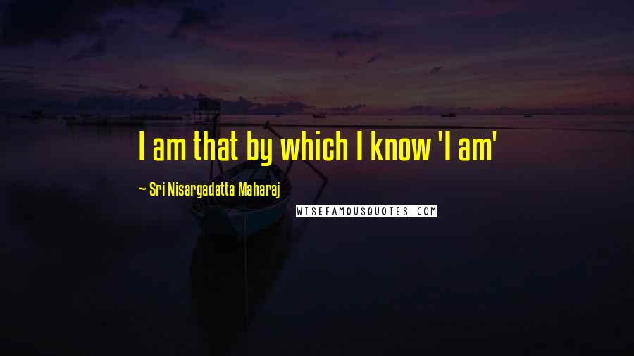 Sri Nisargadatta Maharaj Quotes: I am that by which I know 'I am'