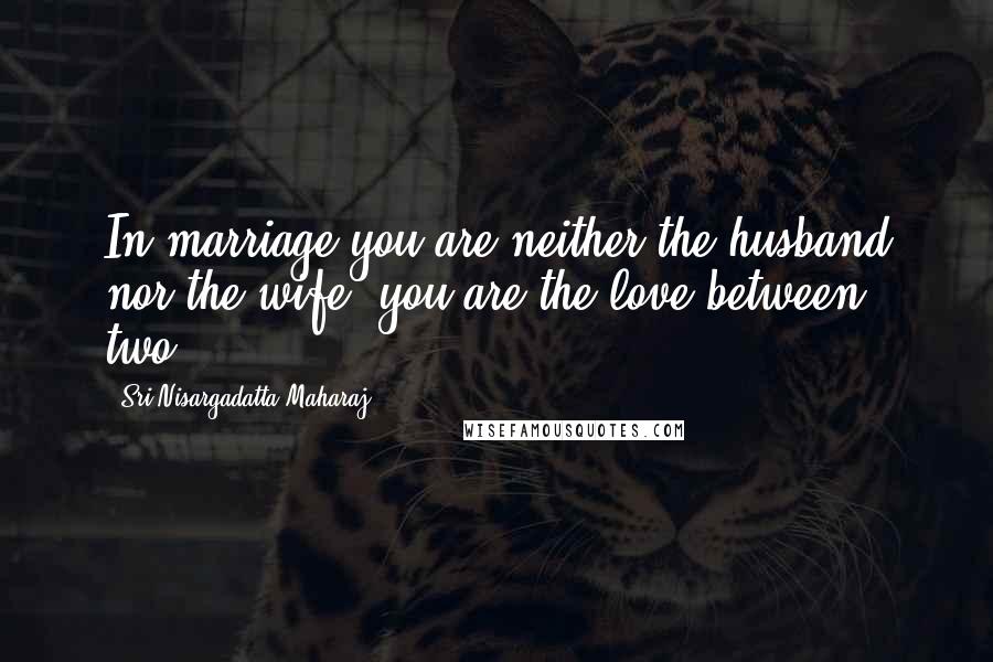 Sri Nisargadatta Maharaj Quotes: In marriage you are neither the husband nor the wife; you are the love between two.