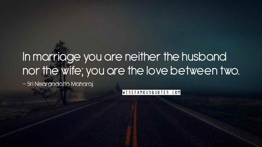 Sri Nisargadatta Maharaj Quotes: In marriage you are neither the husband nor the wife; you are the love between two.