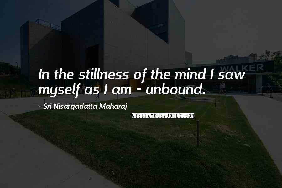 Sri Nisargadatta Maharaj Quotes: In the stillness of the mind I saw myself as I am - unbound.