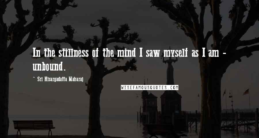 Sri Nisargadatta Maharaj Quotes: In the stillness of the mind I saw myself as I am - unbound.