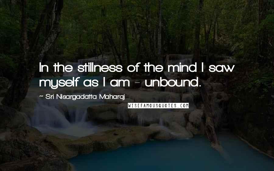 Sri Nisargadatta Maharaj Quotes: In the stillness of the mind I saw myself as I am - unbound.