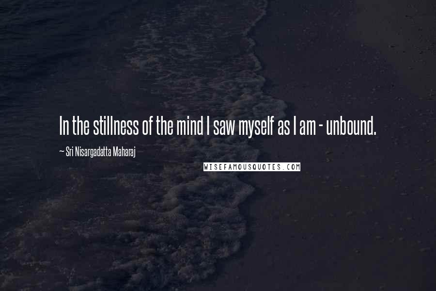 Sri Nisargadatta Maharaj Quotes: In the stillness of the mind I saw myself as I am - unbound.