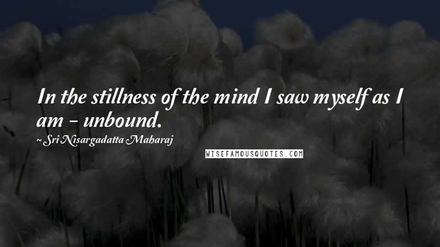 Sri Nisargadatta Maharaj Quotes: In the stillness of the mind I saw myself as I am - unbound.