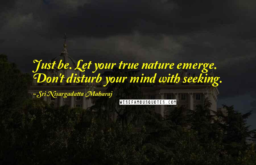 Sri Nisargadatta Maharaj Quotes: Just be. Let your true nature emerge. Don't disturb your mind with seeking.