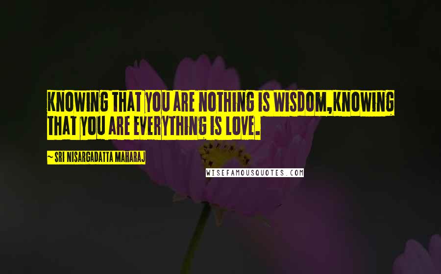 Sri Nisargadatta Maharaj Quotes: Knowing that you are nothing is Wisdom,Knowing that you are everything is Love.