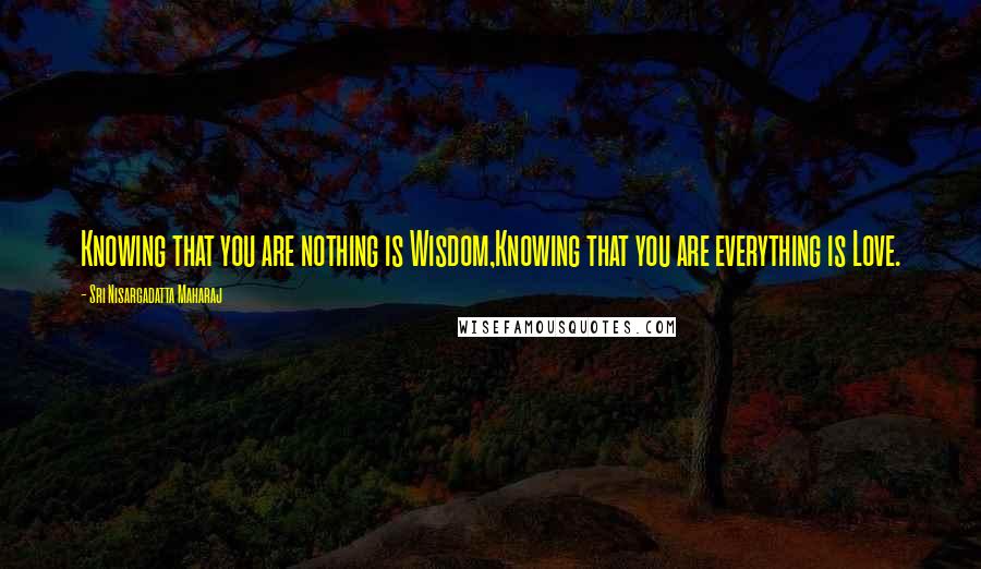 Sri Nisargadatta Maharaj Quotes: Knowing that you are nothing is Wisdom,Knowing that you are everything is Love.