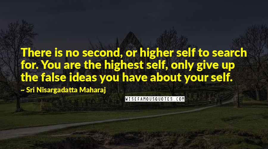 Sri Nisargadatta Maharaj Quotes: There is no second, or higher self to search for. You are the highest self, only give up the false ideas you have about your self.