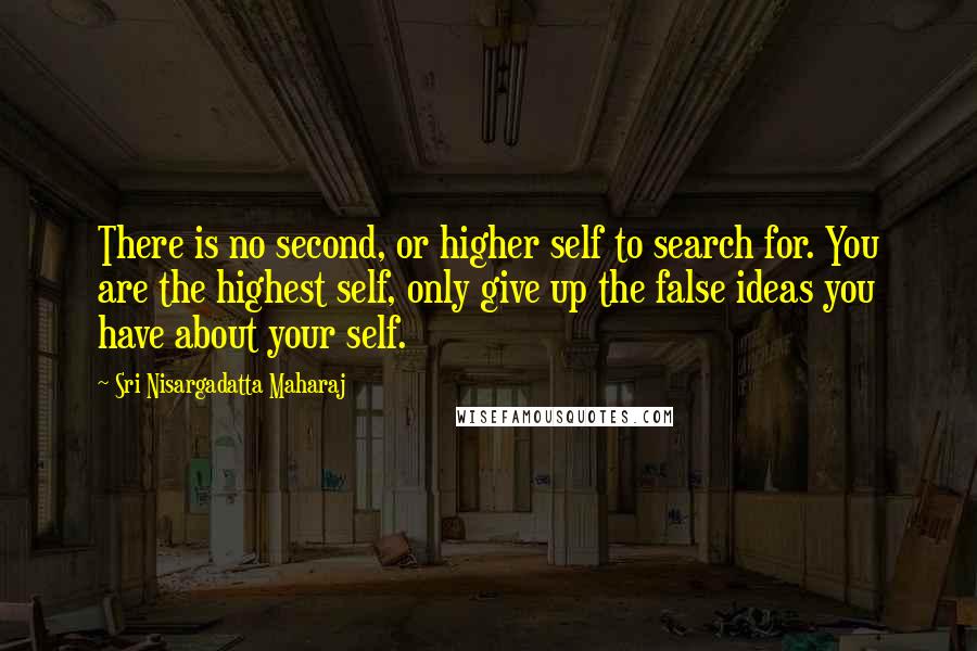 Sri Nisargadatta Maharaj Quotes: There is no second, or higher self to search for. You are the highest self, only give up the false ideas you have about your self.
