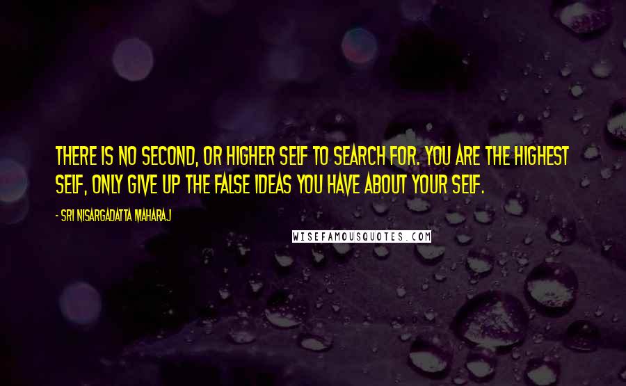 Sri Nisargadatta Maharaj Quotes: There is no second, or higher self to search for. You are the highest self, only give up the false ideas you have about your self.