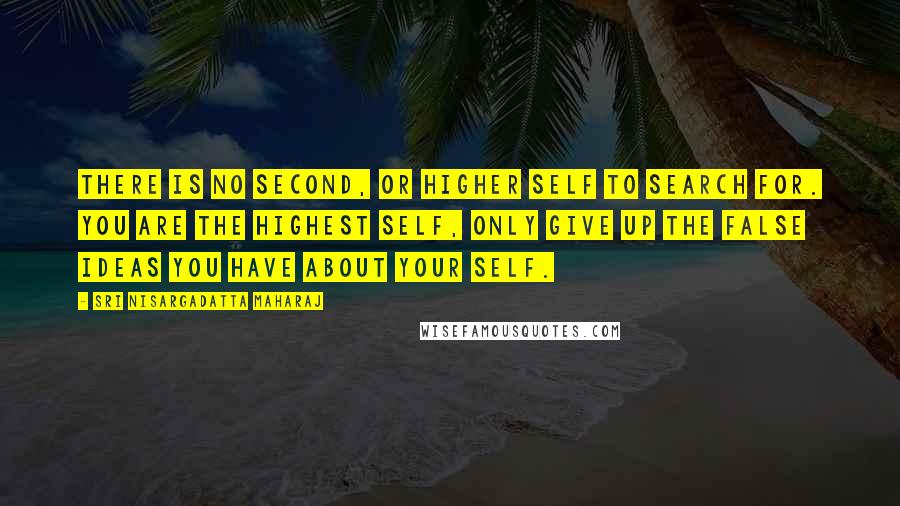 Sri Nisargadatta Maharaj Quotes: There is no second, or higher self to search for. You are the highest self, only give up the false ideas you have about your self.