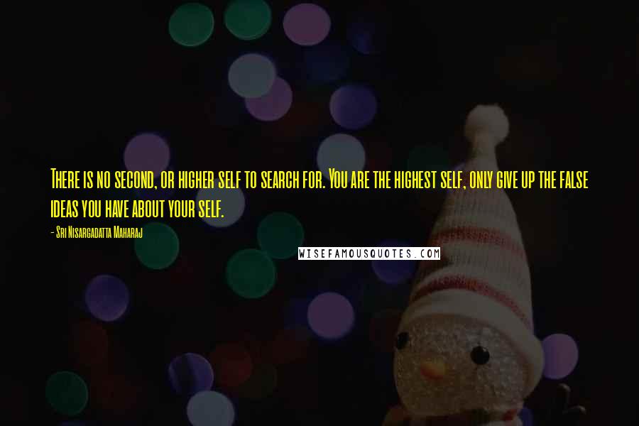 Sri Nisargadatta Maharaj Quotes: There is no second, or higher self to search for. You are the highest self, only give up the false ideas you have about your self.