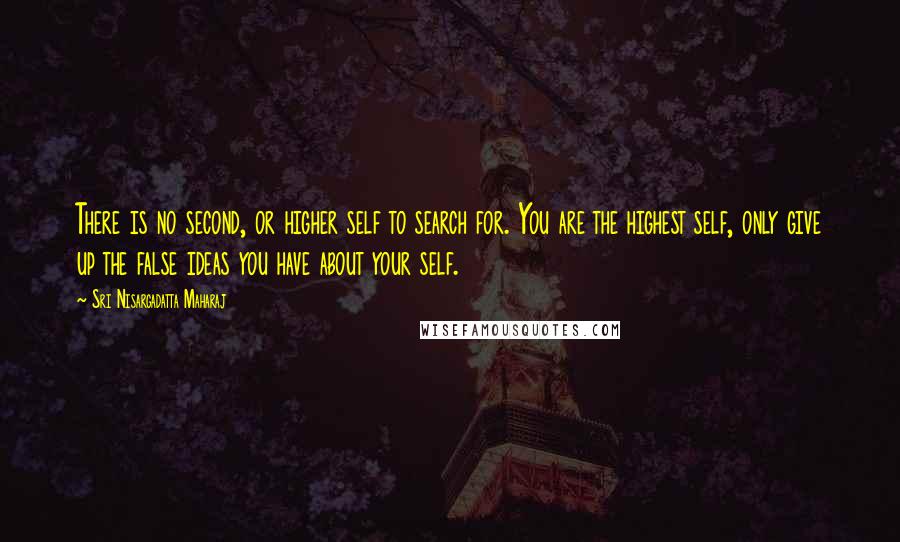 Sri Nisargadatta Maharaj Quotes: There is no second, or higher self to search for. You are the highest self, only give up the false ideas you have about your self.