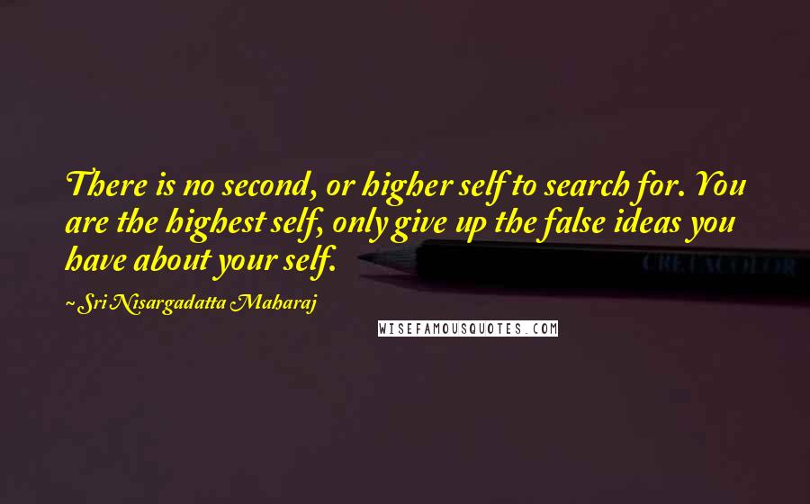 Sri Nisargadatta Maharaj Quotes: There is no second, or higher self to search for. You are the highest self, only give up the false ideas you have about your self.