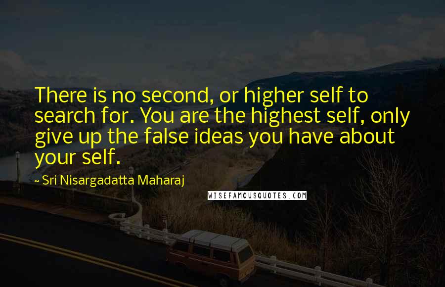 Sri Nisargadatta Maharaj Quotes: There is no second, or higher self to search for. You are the highest self, only give up the false ideas you have about your self.