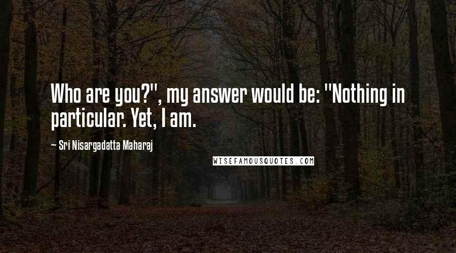 Sri Nisargadatta Maharaj Quotes: Who are you?", my answer would be: "Nothing in particular. Yet, I am.