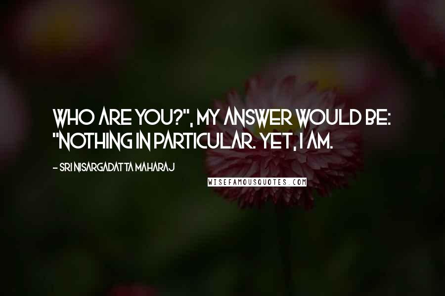 Sri Nisargadatta Maharaj Quotes: Who are you?", my answer would be: "Nothing in particular. Yet, I am.