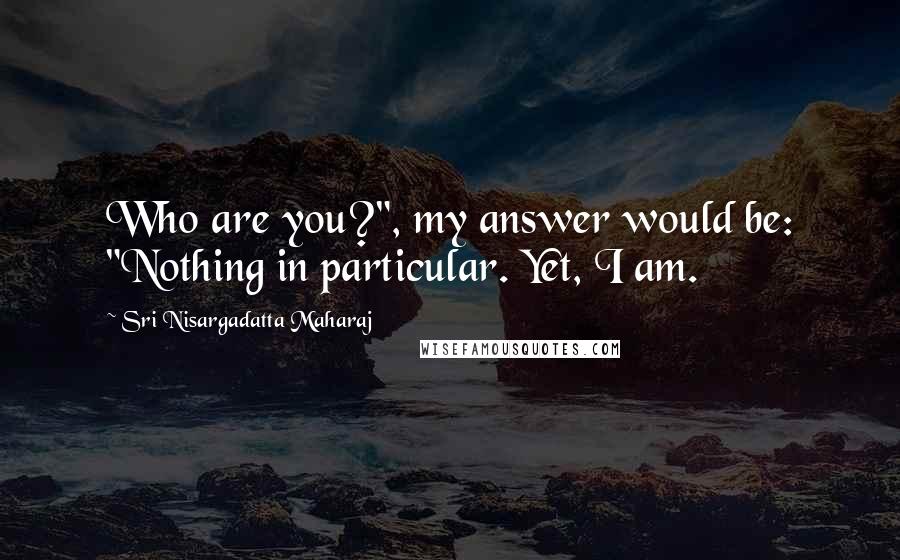 Sri Nisargadatta Maharaj Quotes: Who are you?", my answer would be: "Nothing in particular. Yet, I am.