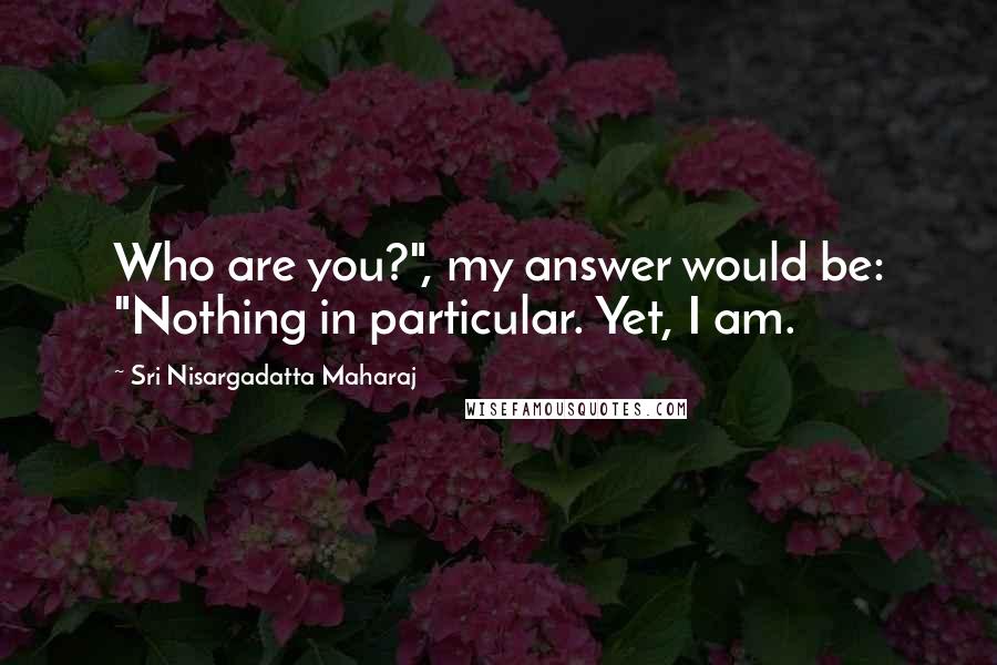 Sri Nisargadatta Maharaj Quotes: Who are you?", my answer would be: "Nothing in particular. Yet, I am.