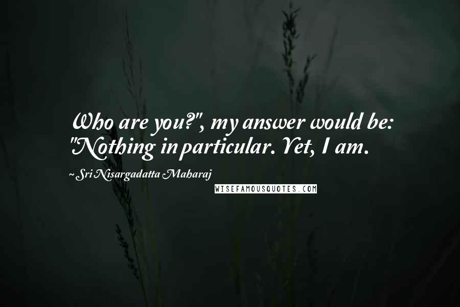 Sri Nisargadatta Maharaj Quotes: Who are you?", my answer would be: "Nothing in particular. Yet, I am.