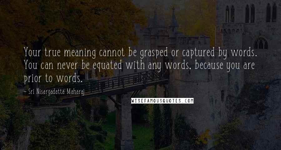 Sri Nisargadatta Maharaj Quotes: Your true meaning cannot be grasped or captured by words. You can never be equated with any words, because you are prior to words.