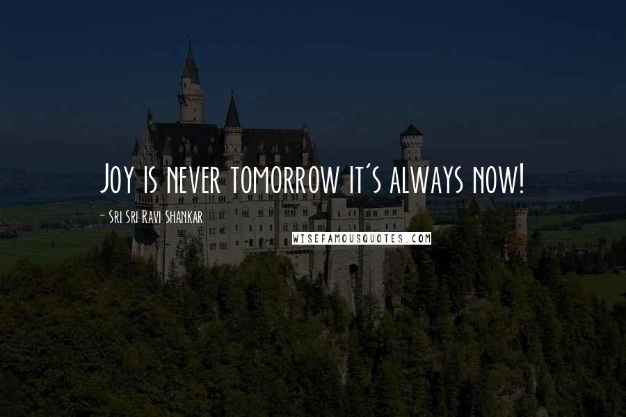 Sri Sri Ravi Shankar Quotes: Joy is never tomorrow it's always now!