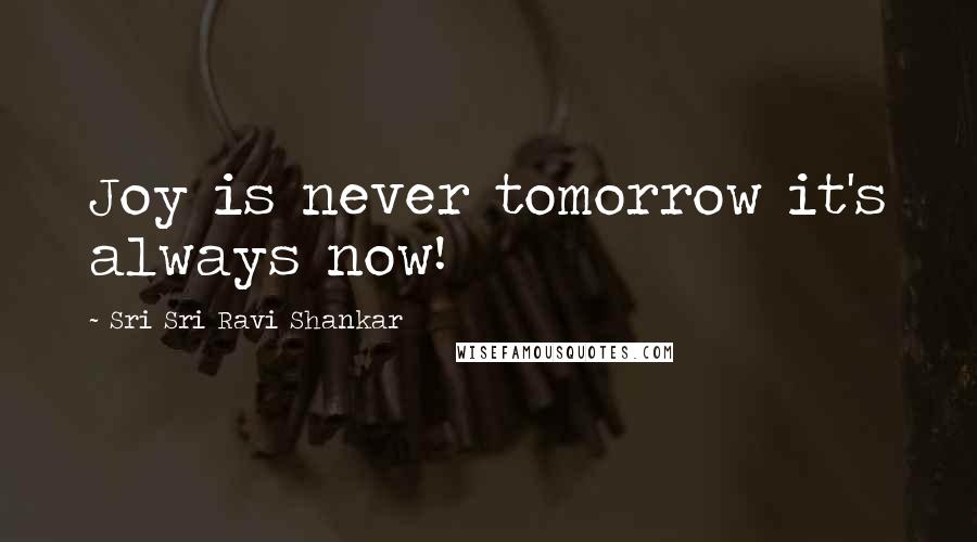 Sri Sri Ravi Shankar Quotes: Joy is never tomorrow it's always now!