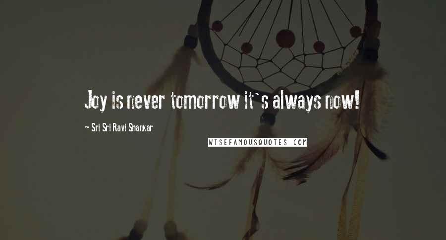 Sri Sri Ravi Shankar Quotes: Joy is never tomorrow it's always now!