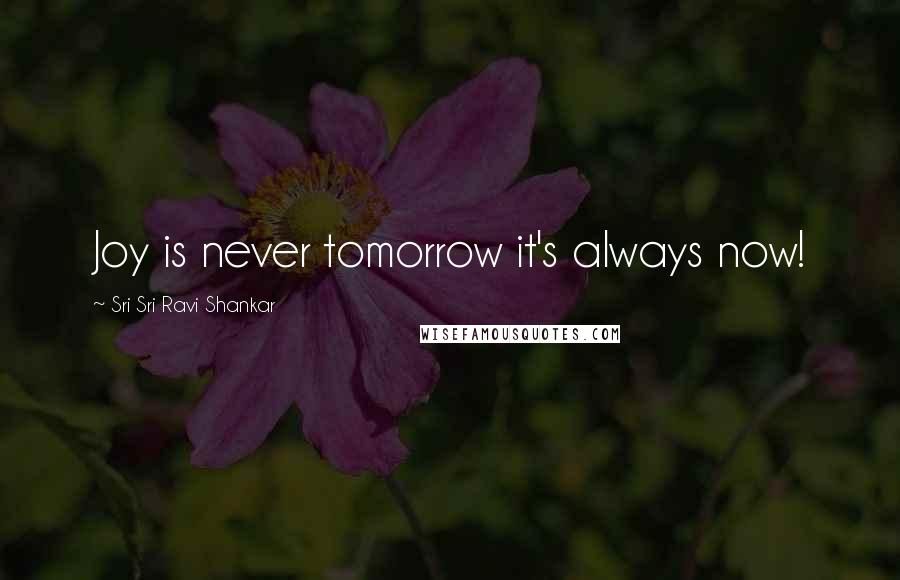 Sri Sri Ravi Shankar Quotes: Joy is never tomorrow it's always now!