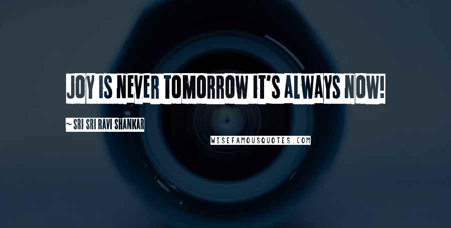 Sri Sri Ravi Shankar Quotes: Joy is never tomorrow it's always now!
