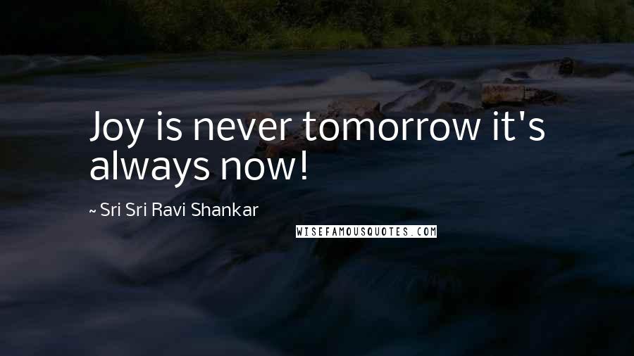 Sri Sri Ravi Shankar Quotes: Joy is never tomorrow it's always now!