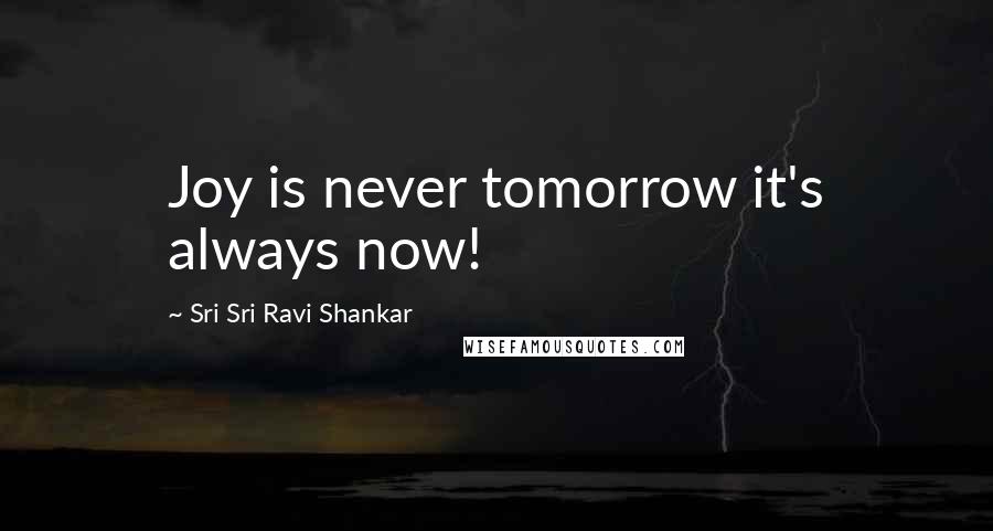 Sri Sri Ravi Shankar Quotes: Joy is never tomorrow it's always now!