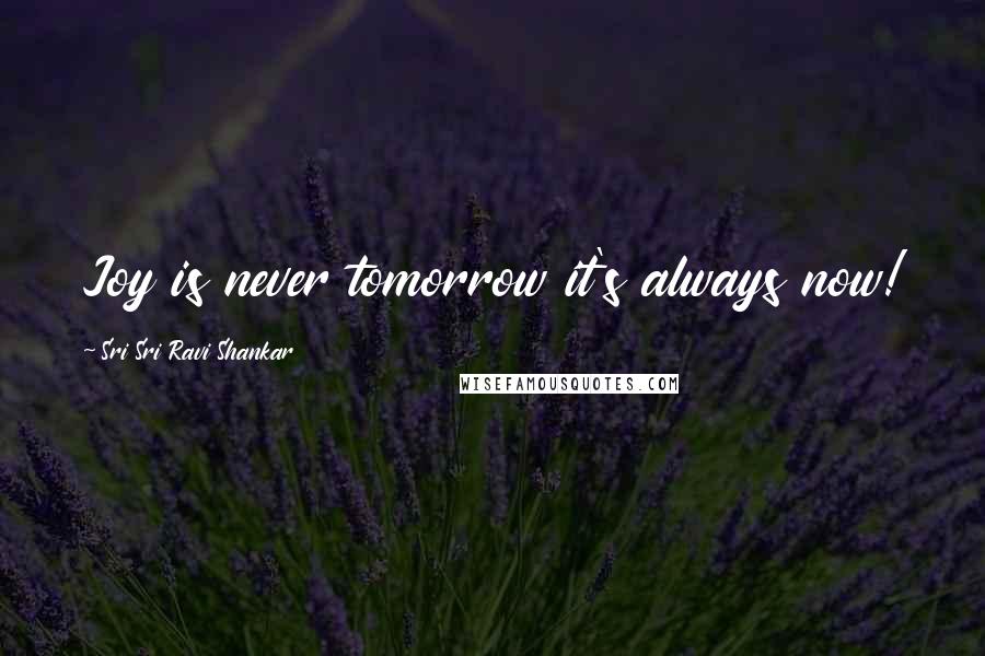 Sri Sri Ravi Shankar Quotes: Joy is never tomorrow it's always now!