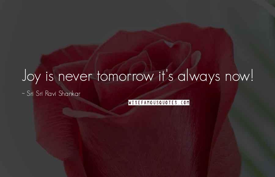 Sri Sri Ravi Shankar Quotes: Joy is never tomorrow it's always now!