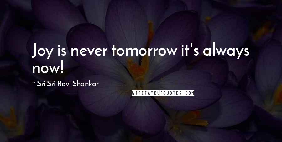 Sri Sri Ravi Shankar Quotes: Joy is never tomorrow it's always now!