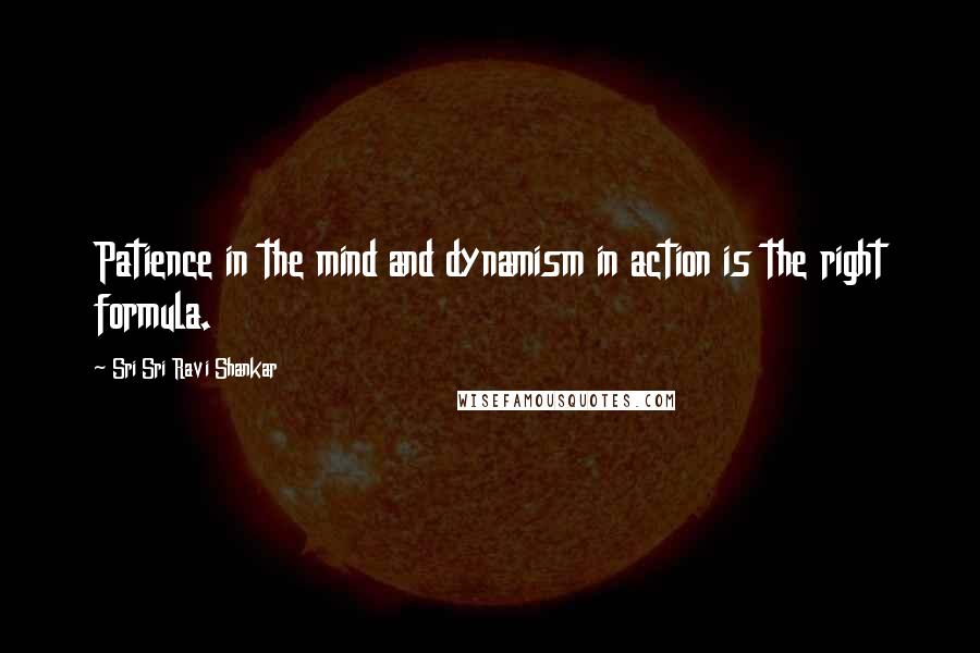 Sri Sri Ravi Shankar Quotes: Patience in the mind and dynamism in action is the right formula.