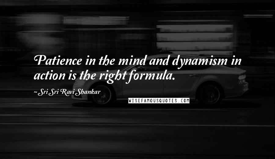 Sri Sri Ravi Shankar Quotes: Patience in the mind and dynamism in action is the right formula.