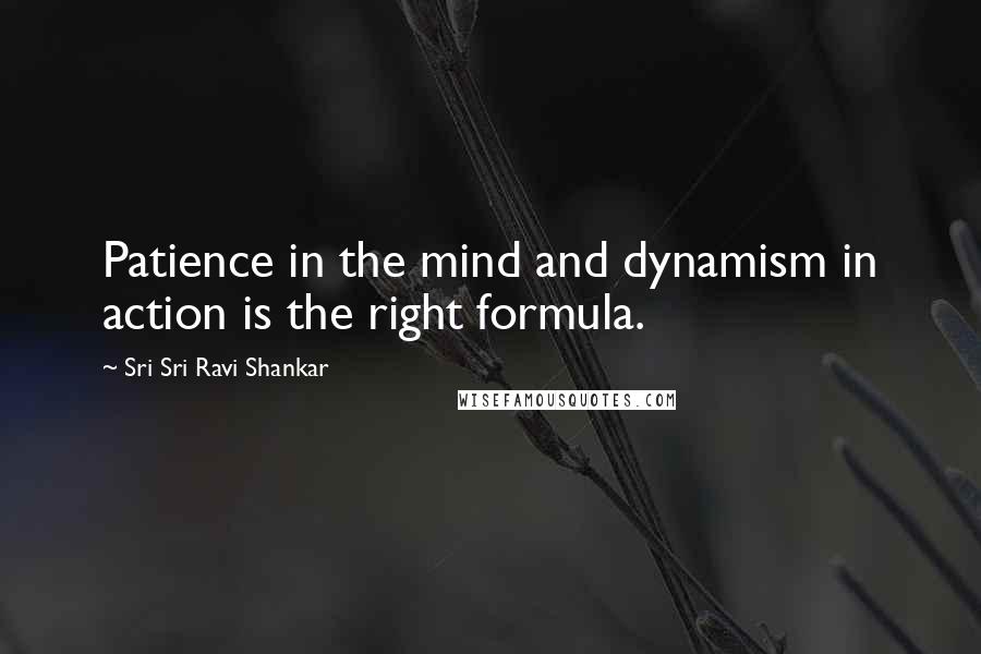 Sri Sri Ravi Shankar Quotes: Patience in the mind and dynamism in action is the right formula.