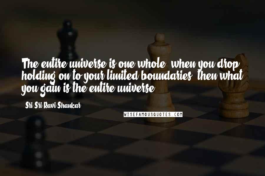 Sri Sri Ravi Shankar Quotes: The entire universe is one whole, when you drop holding on to your limited boundaries, then what you gain is the entire universe.