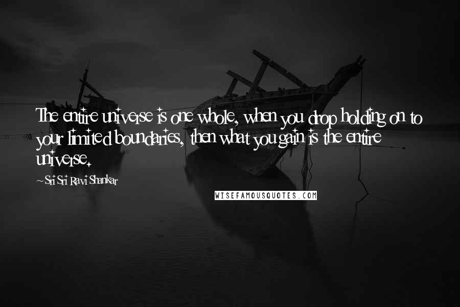 Sri Sri Ravi Shankar Quotes: The entire universe is one whole, when you drop holding on to your limited boundaries, then what you gain is the entire universe.