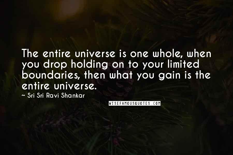 Sri Sri Ravi Shankar Quotes: The entire universe is one whole, when you drop holding on to your limited boundaries, then what you gain is the entire universe.