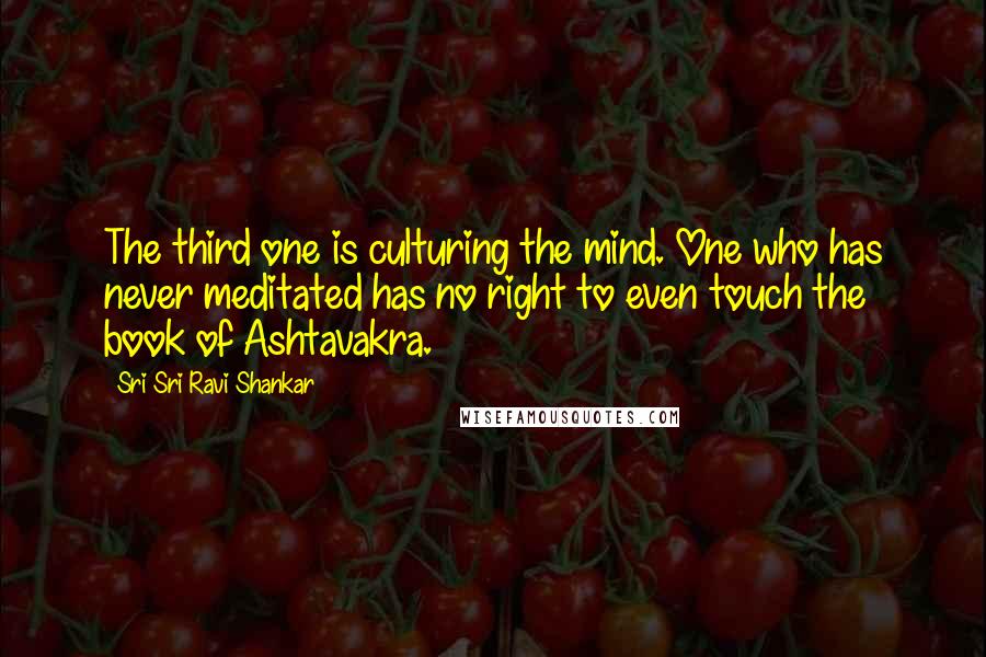 Sri Sri Ravi Shankar Quotes: The third one is culturing the mind. One who has never meditated has no right to even touch the book of Ashtavakra.