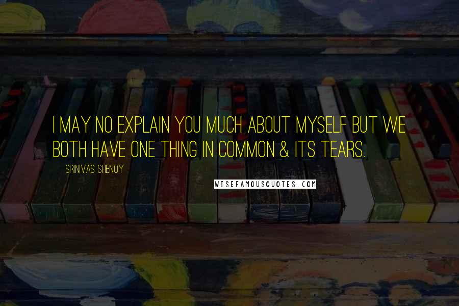 Srinivas Shenoy Quotes: I may no explain you much about myself but we both have one thing in common & its tears.