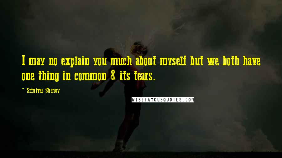 Srinivas Shenoy Quotes: I may no explain you much about myself but we both have one thing in common & its tears.