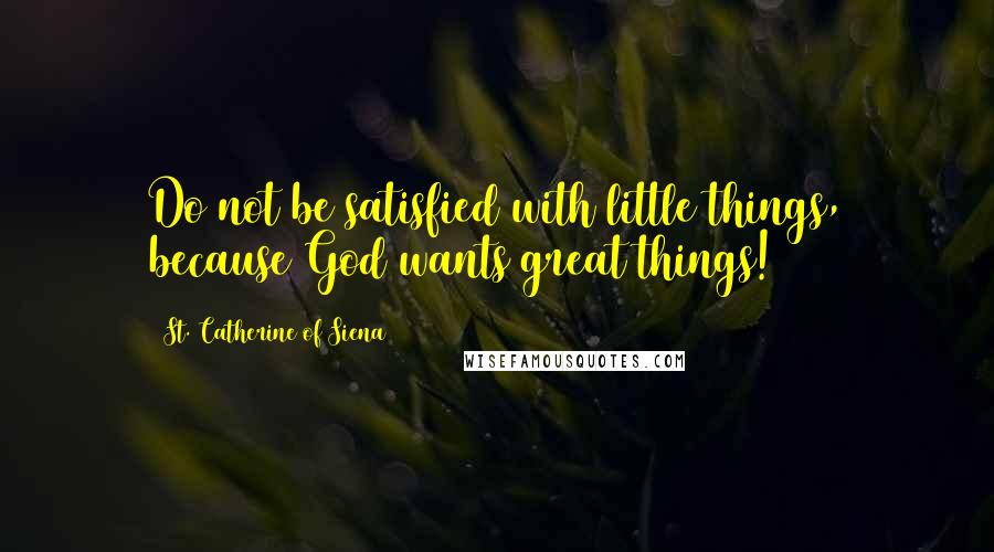 St. Catherine Of Siena Quotes: Do not be satisfied with little things, because God wants great things!