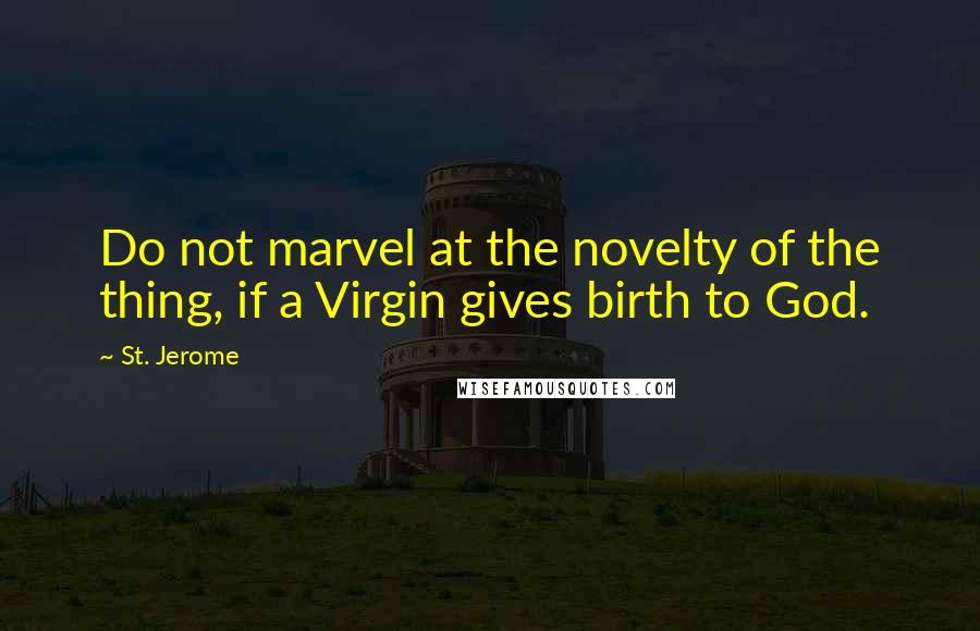 St. Jerome Quotes: Do not marvel at the novelty of the thing, if a Virgin gives birth to God.