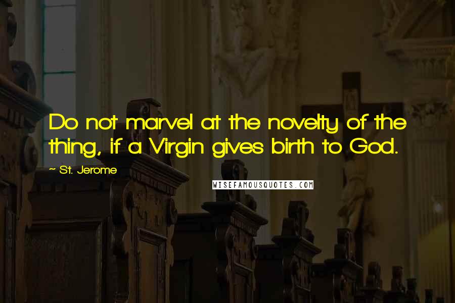 St. Jerome Quotes: Do not marvel at the novelty of the thing, if a Virgin gives birth to God.